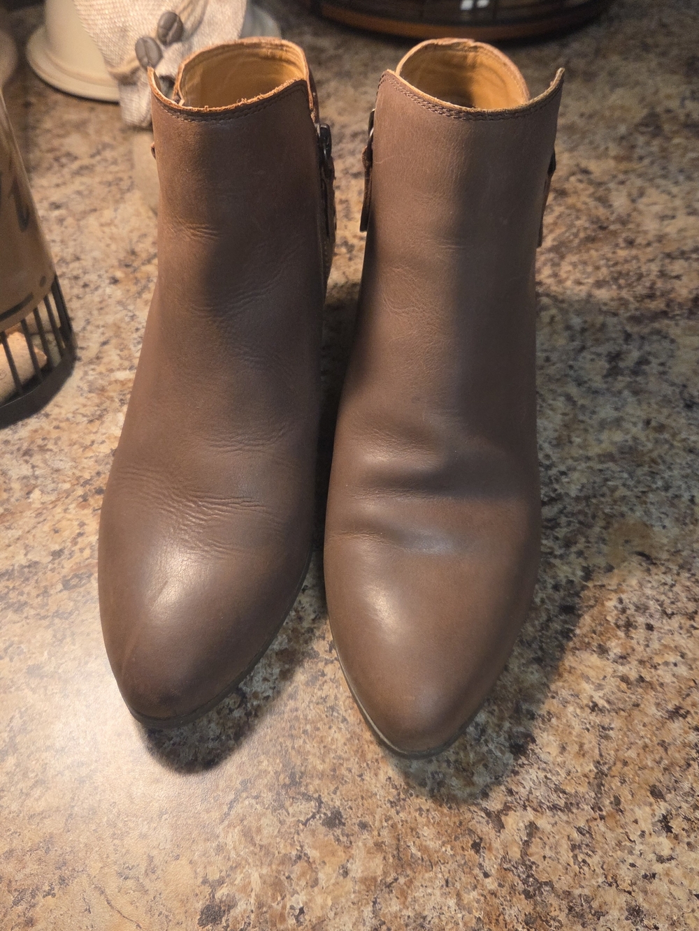 Frye Brown Leather Pointed-Toe Ankle Booties